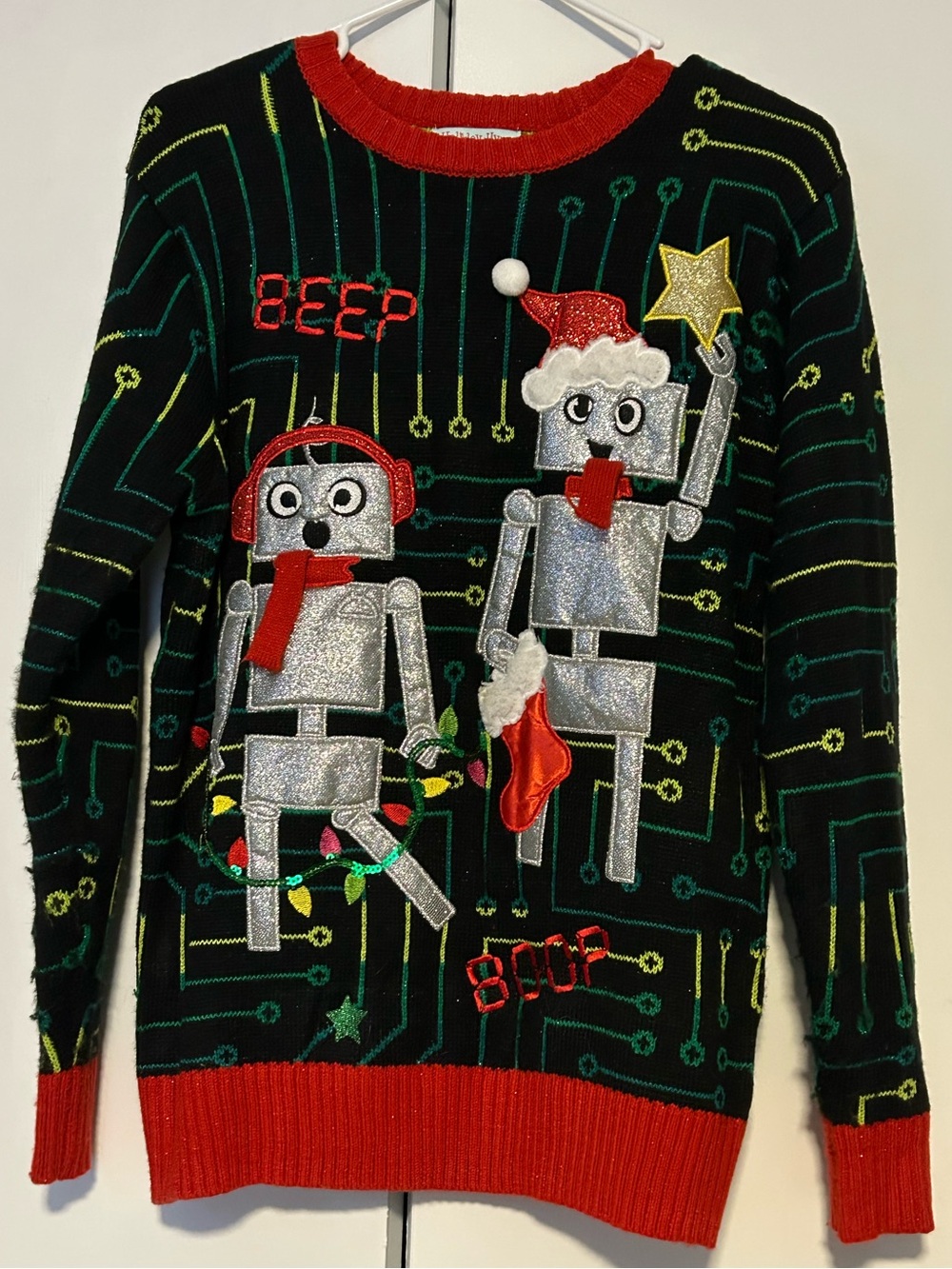 Holiday Hype "Beep Boop" Robot Ugly Christmas Sweater - Size Small (S) - Unisex